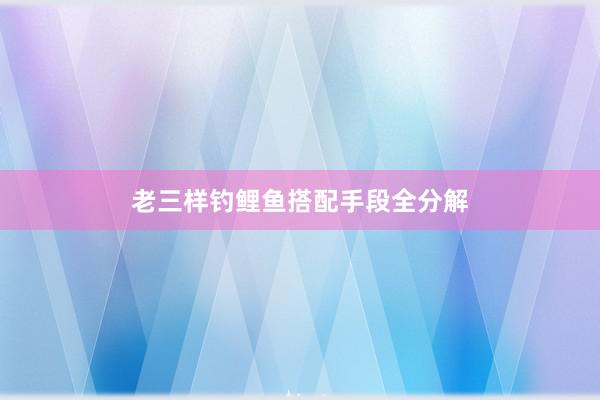 老三样钓鲤鱼搭配手段全分解